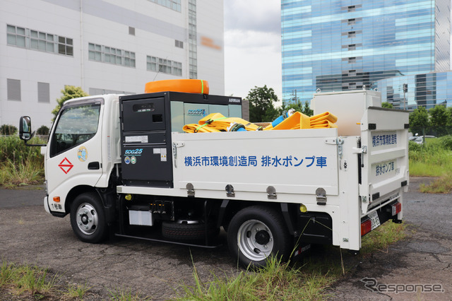 横浜市に納入された排水ポンプ車：準中型免許対応の車両をベース車に採用（2tトラック）