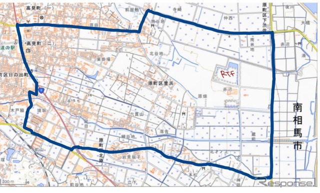 南相馬市での実証エリア（青色枠内）