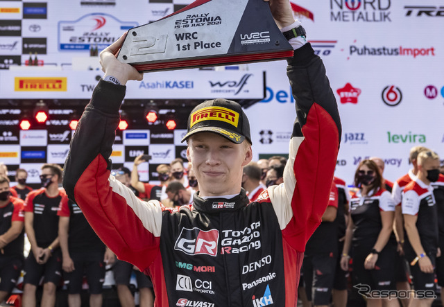 WRC最年少記録となる初優勝を成し遂げたカッレ・ロバンペラ(トヨタ)。