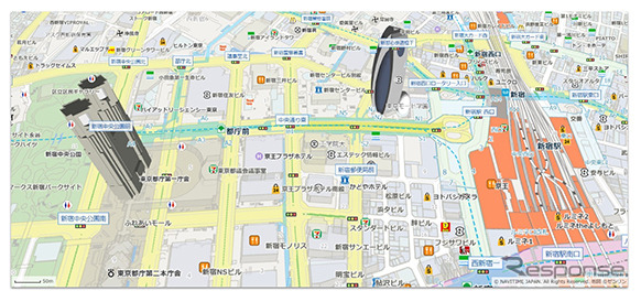 地図の回転や、3Dランドマーク表示などの豊かな地図表現