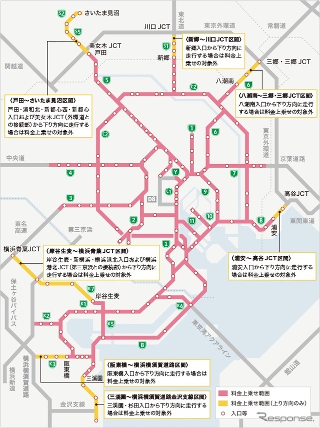 料金上乗せ対象エリア：現金車