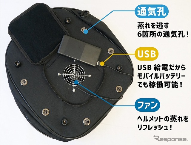 ファン内蔵！丸ごとヘルメットリフレッシャーバッグ