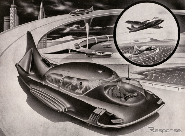 水陸空、汎用ヴィークルの想像イラスト(1952年)