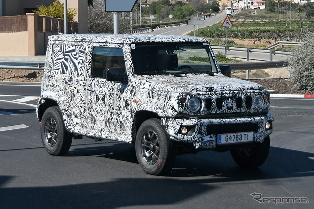 スズキ・ジムニー・ロングバージョン開発車両(スクープ写真)