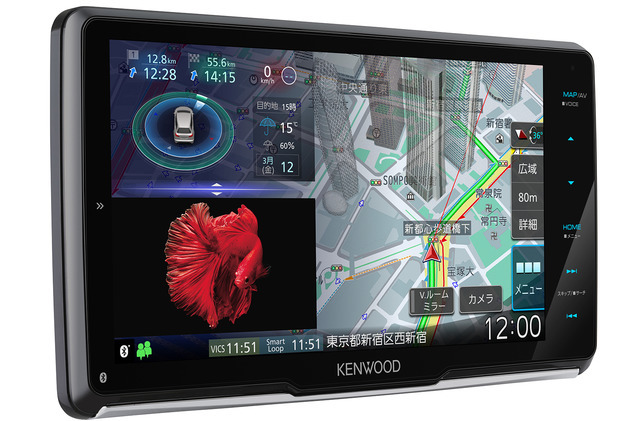 市販メインユニットの一例(ケンウッド・MDV-M908HDF)。