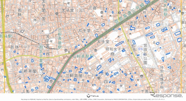 Tellus VPLの新規駐車場用スペース解析結果イメージ画像
