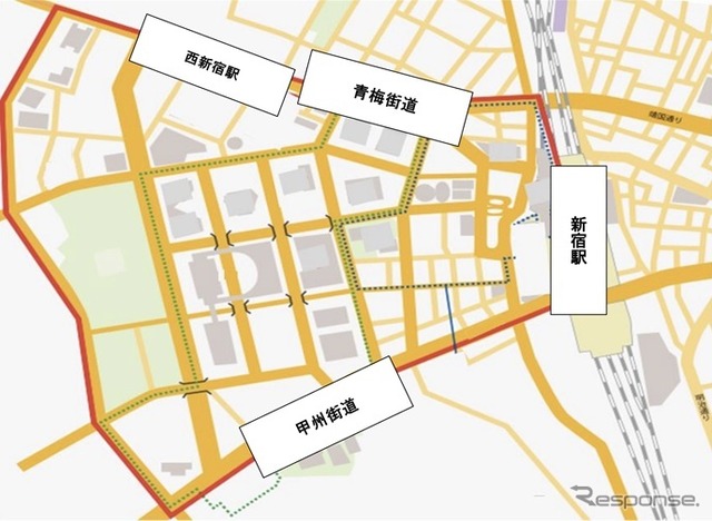 自動配送ロボット実証を実施する西新宿エリア