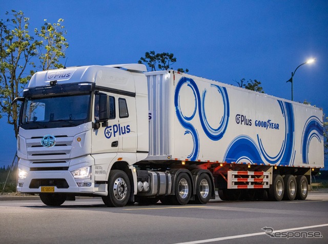 グッドイヤーのタイヤを履くPlus社の自動運転テクノロジー搭載大型トラック