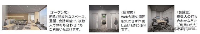 EXサービス会員向けに丸の内中央ビルに設けられるEXPRESS WORK-Loungeの概要。