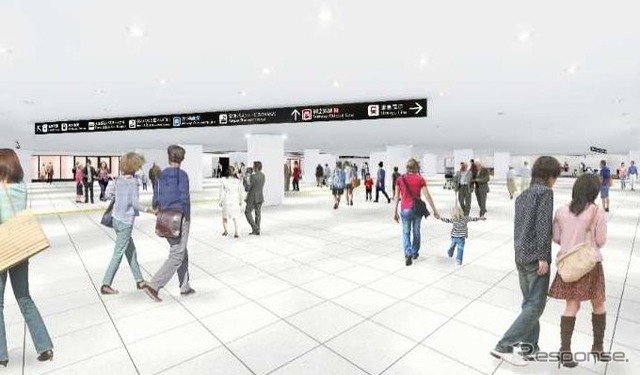 大阪駅前地下空間(大阪駅前地下道東広場)の更新後のイメージ。
