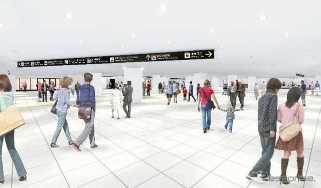 大阪駅前地下空間（大阪駅前地下道東広場）の更新後のイメージ。