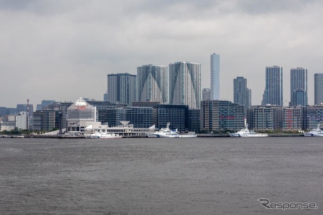 東京2020大会選手村（東京都中央区晴海）。かつて東京モーターショーが開催されていた国際貿易センター跡地に建設された。