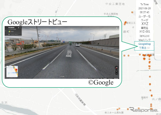 地図上に急ブレーキをかけたポイントを表示