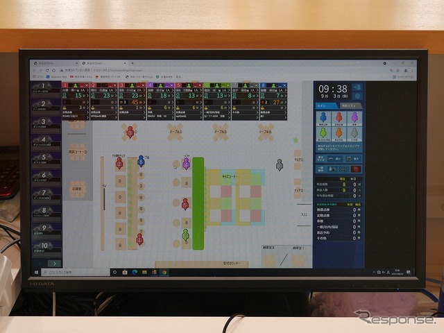 来店MAP画面。滞在時間や在席状況、ドリンクの提供からの経過時間などを管理・確認が可能