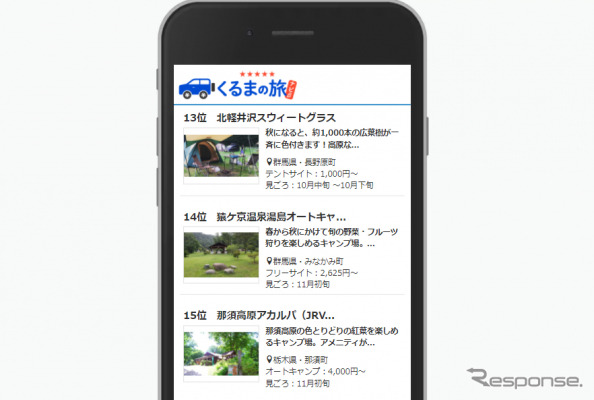全国 紅葉が美しいキャンプ場100選