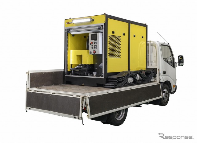 車両積載イメージ（2tトラックに積載可能・排水ポンプユニット）