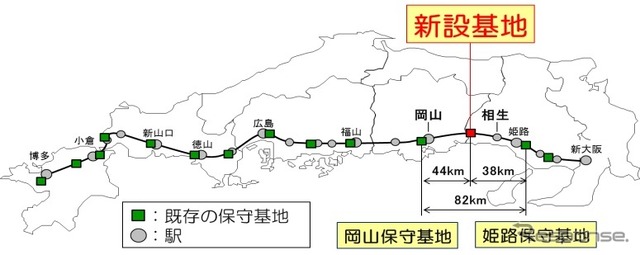 帆坂保守基地の位置。