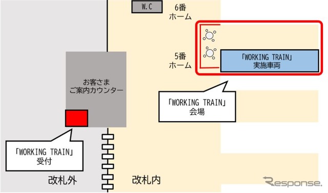 「WORKING TRAIN」の受付箇所。利用は先着順となる。