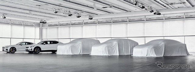 左から、ポールスター1、ポールスター2、ポールスターが2024年までに発売する新型電動3車種