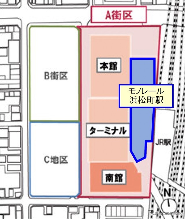 A街区の再開発位置