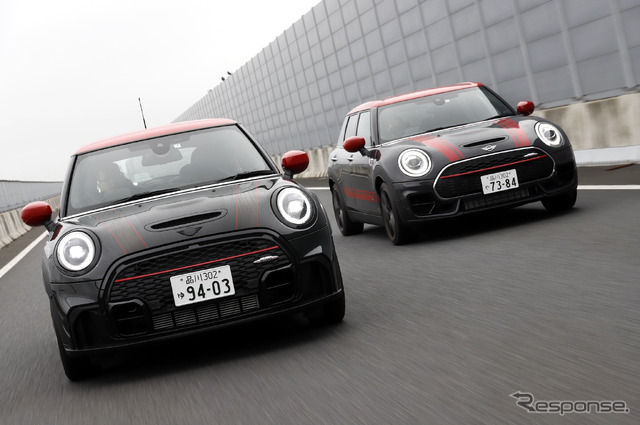 MINI John Cooper Works ハッチバックモデル(前)とクラブマン