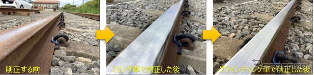 新型削正車による削正プロセス。