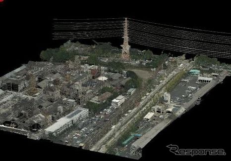 自律飛行に使用される3Dマップのイメージ。