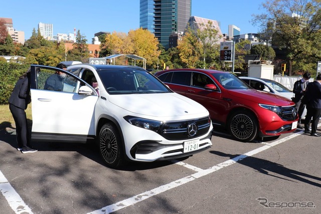 JAIA輸入電動車試乗会：メルセデスベンツEQA250（向かって左）とメルセデスベンツEQC400 4MATIC