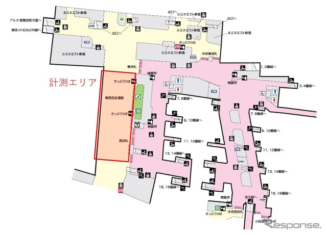 人流解析実証実験のエリア。