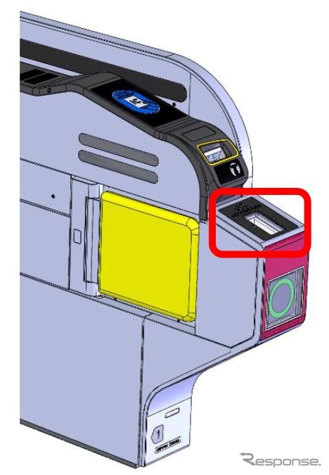 自動改札機へのQRコードリーダー設置箇所。