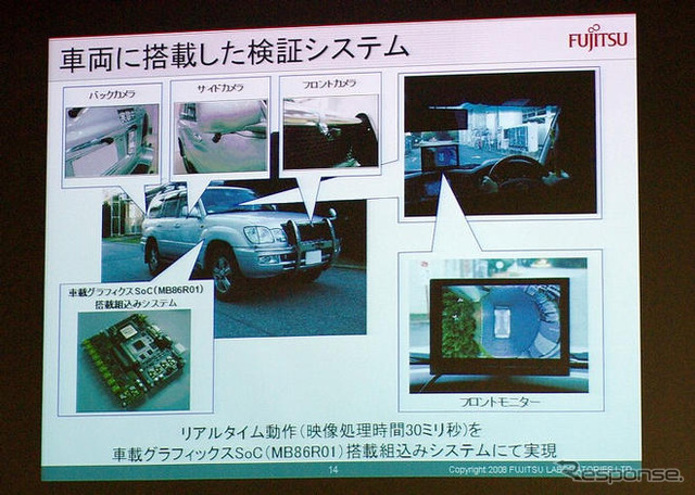 富士通研究所、車両全周囲をリアルタイムで表示する映像処理技術を開発