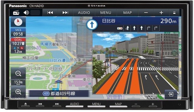 「Bluetooth」に対応した市販AV一体型ナビの一例(パナソニック・ストラーダ CN-HA01D)。