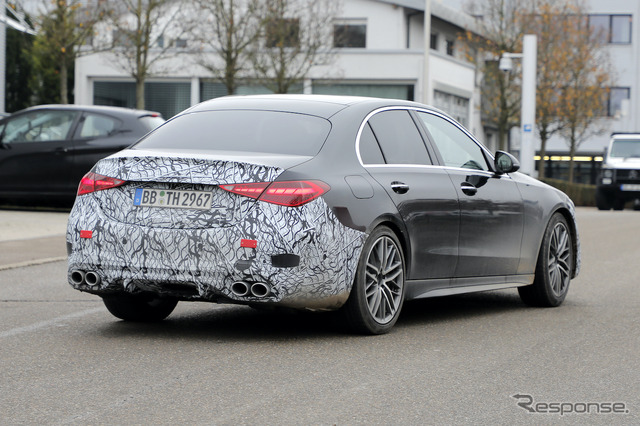 メルセデスAMG Cクラス 新型プロトタイプ。車名は「C43」か「C53」か(スクープ写真)