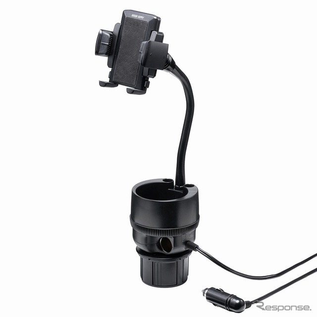 スマホ車載ホルダー ドリンクホルダー固定 フレキシブルアーム カップホルダー付き