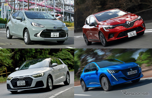 トヨタ アクア 新型(左上)は欧州コンパクトに匹敵する存在となったか?
