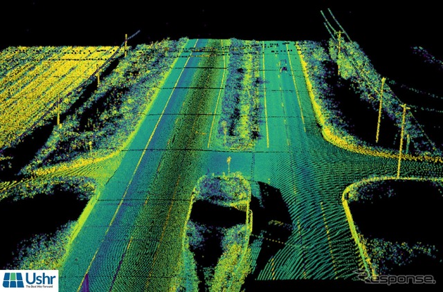 ハンズフリーの部分自動運転が可能なキャデラックのスーパー・クルーズのライダー（LiDAR）画像のイメージ