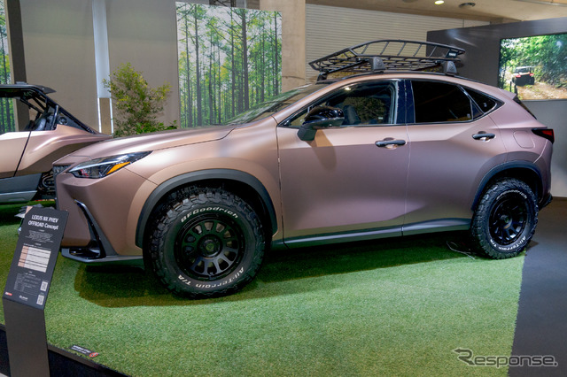 レクサスNX PHEV OFFROAD Concept:キャリアバスケットだけでなく、ルーフレールなどもマット塗装になっている(東京オートサロン2022)。