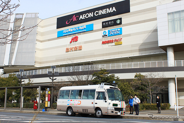 幕張豊砂駅（建設中）～イオンモール幕張新都心～ZOZOマリンスタジアム～JFA夢フィールド幕張温泉 湯楽の里を結ぶ路線バスを想定した、埼玉工業大学 自動運転バス 実証実験