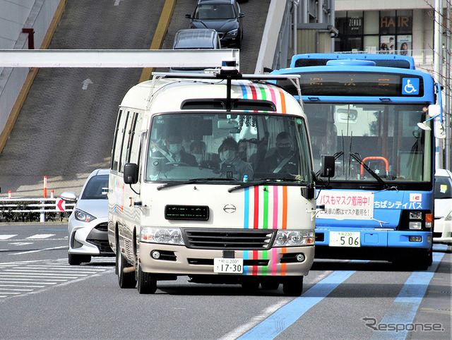 幕張豊砂駅（建設中）～イオンモール幕張新都心～ZOZOマリンスタジアム～JFA夢フィールド幕張温泉 湯楽の里を結ぶ路線バスを想定した、埼玉工業大学 自動運転バス 実証実験