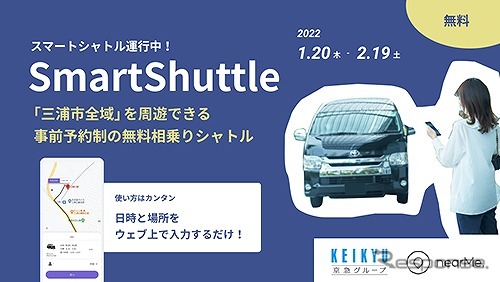 AIオンデマンド相乗りシャトル「三浦三崎シャトル」実証のポスター