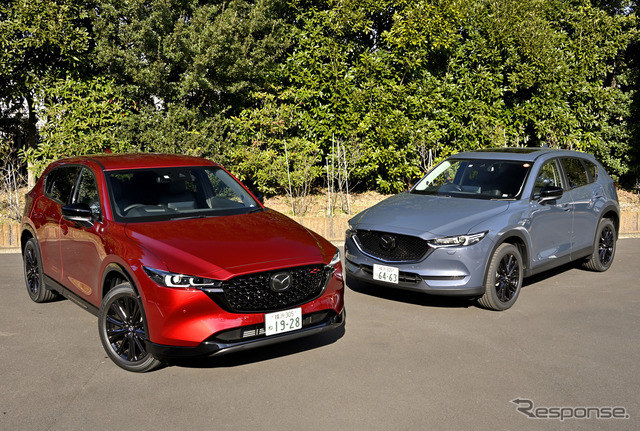 マツダ CX-5 改良新型(左・スポーツアピアランス)と従来モデル(右)