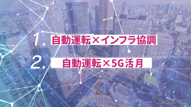 実証実験は自動運転を「インフラ協調」「5G活用」の二つのテーマを絡めて進められる