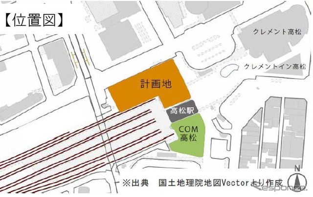 高松駅ビル(仮称)の計画地。