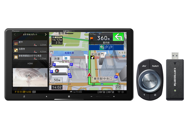 ハイレゾ音源の再生に対応している市販AV一体型ナビの一例(カロッツェリア・AVIC-CQ912-DC)。