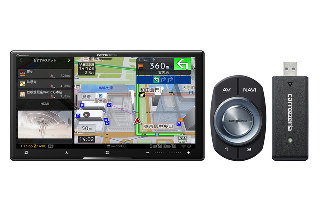 ハイレゾ音源の再生に対応している市販AV一体型ナビの一例(カロッツェリア・AVIC-CZ912-DC)。