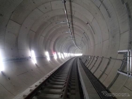 東急新横浜線新綱島~日吉間の新綱島トンネルにおける施工状況。