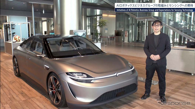 「VISION-S」とセンサーの関係について説明したソニーグループ AIロボティクスビジネスグループの田森正紘氏