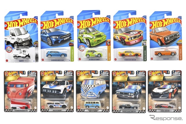 2月発売予定のホットウィール ベーシックカー(上段)、ブールバードアソート(下段)