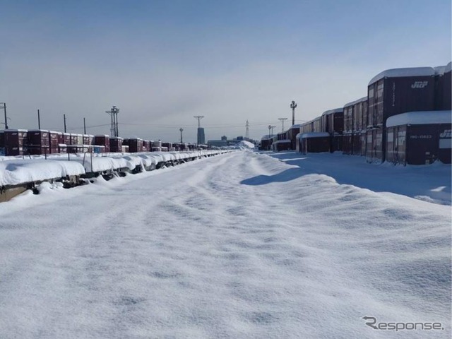 JR貨物札幌貨物ターミナル駅の様子。2022年2月7日。