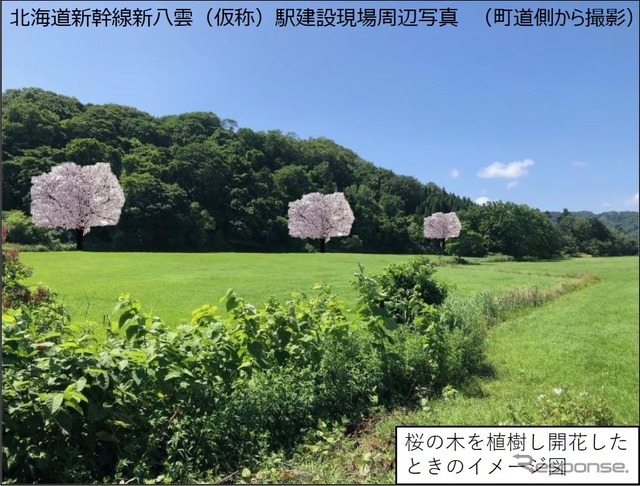 新八雲駅（仮称）の建設現場周辺。